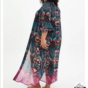 Geo maxi kimono swim coverup